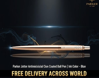 Personalized Parker Jotter Antimicrobial Blue Ink Gift – Rose Gold Colour - Engraved Ballpoint Pen
