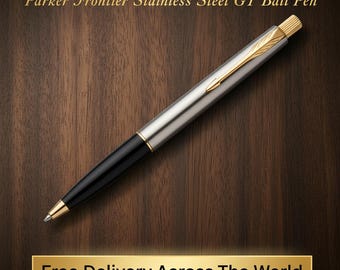 Personalized Parker Frontier Silver Rollerball Gift – Engraved Stainless Steel Pen