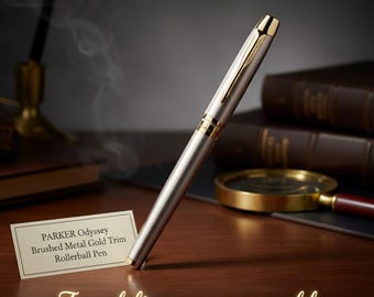 Personalized Parker Odyssey Brushed Metal Gold Gift – Engraved Rollerball Pen
