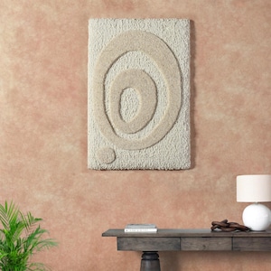 Abstract Ivory Beige Tufted Wall Art, Handmade Textured Wool Panel, Modern Neutral Decor BECKERIN WALL ART