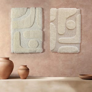 Large Boho Tapestry Wall Rug | Rustic Modern Wall Art | Neutral Handmade Fiber Handwoven Wall Rug | Bryssel - Aromik Woven Wool Wall Hanging