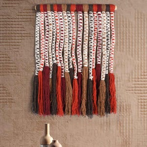 Veelkleurig handgemaakt wollen tapijt | Geweven Boho-muurkunst | Handgemaakt wandkleed voor woonkamer en slaapkamer | CARMALT-muurdecoratie