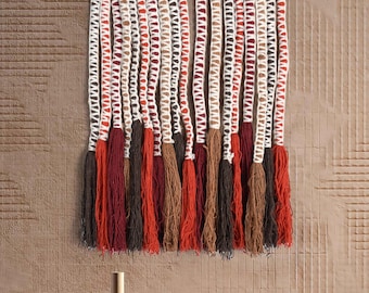 Handwoven Wool Wall Hanging, Boho Tapestry, Rustic Fiber Wall Decor