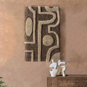Modern Tufted Wool Hanging | Geometric Fiber Decor | Boho Neutral Decor | Handmade Textile Piece KAIPI WALL ART