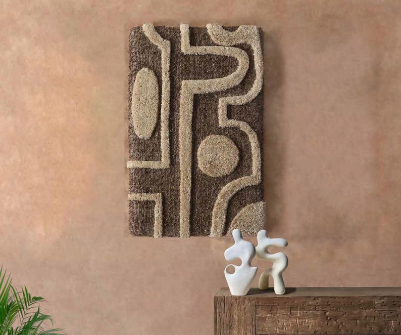 Modern Tufted Wool Hanging | Geometric Fiber Decor | Boho Neutral Decor | Handmade Textile Piece KAIPI WALL ART