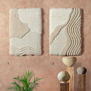 Handmade Woven Wall Hanging | Modern Boho Fiber Handwoven Wall Rug | Neutral Rustic Home Woven Wall Rug | Bertha - Betoni Wool Wall Art