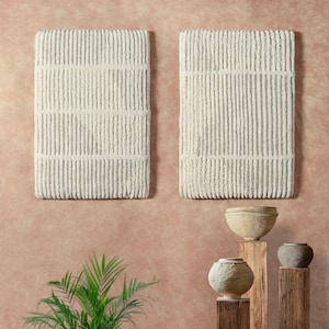 Scandinavian Style Woven Wall Rug | Handmade Fiber Wall Art | Minimalist Woven Wall Rug | Unique Wall Art | Emilien - Ensi Wool Wall Art