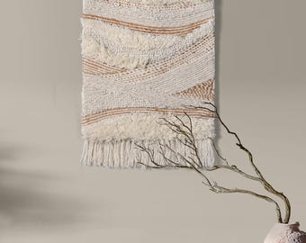 Handmade Jute Wool Wall Hanging Boho Rustic Woven Tapestry Decor