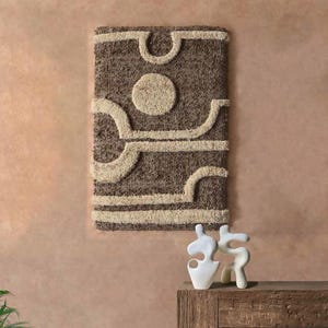 Modern Tufted Wool Hanging | Geometric Fiber Decor | Boho Neutral Decor | Handmade Textile Piece