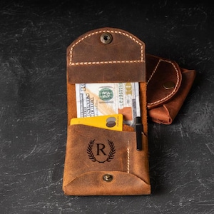 Personalized Leather Wallet with Pen & Notebook: Handmade Laser Engraved Gift