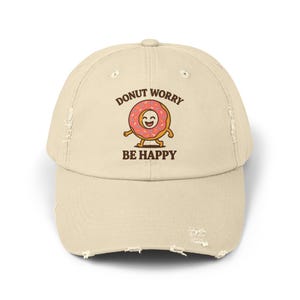 Distressed Cap, Funny Donut Hat, Foodie Joke, Unisex Baseball Cap, Vintage Style Cap, Outdoor Festival Accessory