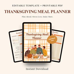 Ultimate Thanksgiving Meal Planner Editable Template| Printable Holiday Organizer | Dinner Party Checklist & Menu Template | Digital Downloa