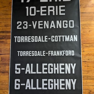 Vintage Trolley Bus roll transit sign for Philadelphia neighborhood