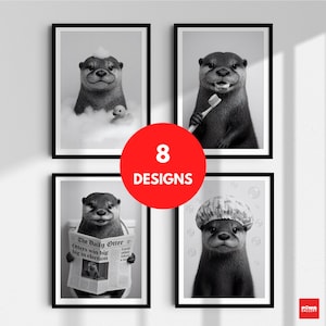 Funny Animals Bathroom Animal Prints Bathroom Art Wall Otter Bathroom Wall Art Animal Art Prints Bathroom Animals Digital Download File
