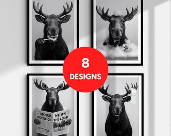 Funny Moose Bathroom Wall Art Prints Funny Bathroom Decor Wall Art Bathroom Prints Funny Art Toilet Bathroom Wall Arts Moose Print Art
