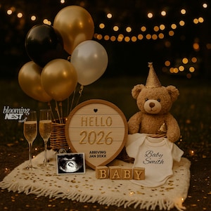 2026 Countdown Baby Reveal Digital,New Year Pregnancy Announcement Template Social Media,Winter Baby Announcement,2026 baby announcement