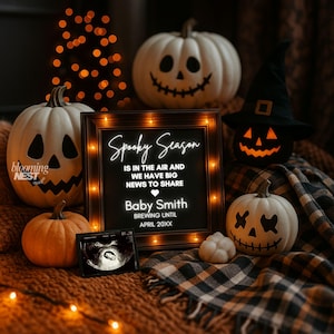 Spooky October Pregnancy Announcement Template,Halloween Baby Reveal,Gender Reveal Social Media Post Spooky Baby Reveal Magical Pumpkin diy