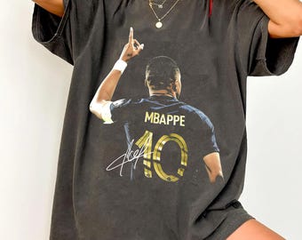 Comfort Colors Vintage Kylian Mbappé-tröja - Vintagedesignad högkvalitativ tröja Frankrike fotbollsfan