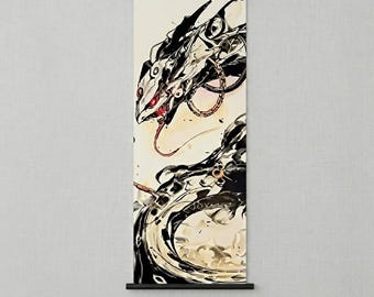 Scroll Painting- Antique Japanese Crow Ink Hanging , KAKEJIKU