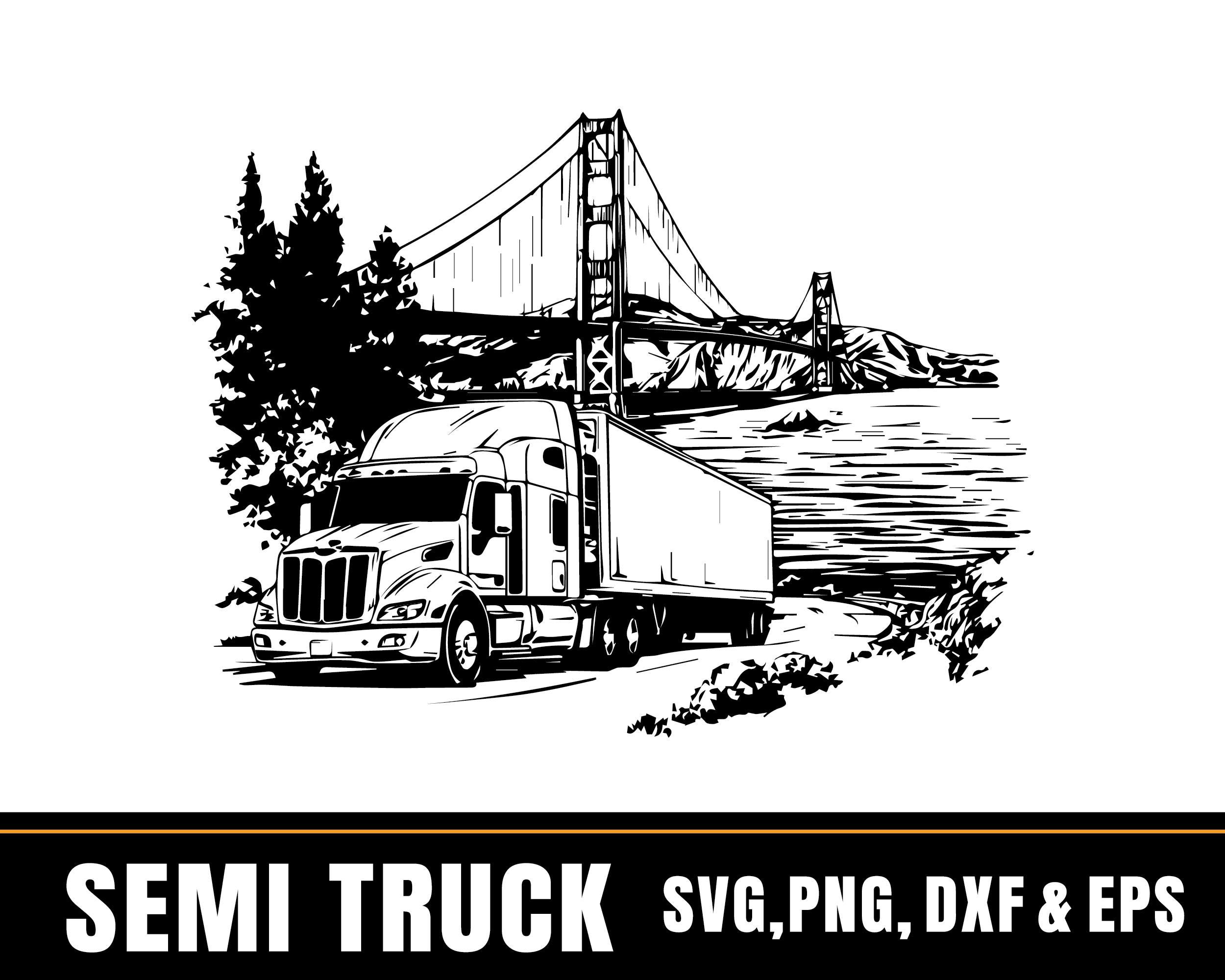 Semi Truck Silhouette | Big Rig Vector Clipart (svg, Png, Dxf, Eps) - Etsy