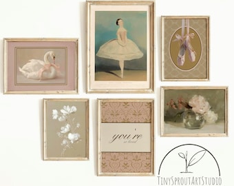 Ballerina Nursery Wall Print – Vintage Wall Art Set – Swan Print