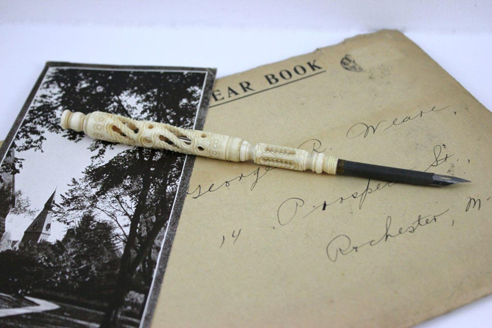 Antique French Ivory Dip Pen and Pencil with Small View Finder Etsy