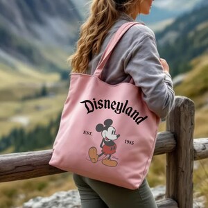 Disneyland Mickey Mouse Zippered Tote Bag, Disney Est 1955 Tote, Mickey Mouse Tote Bag, Disney Gift Bag, Disneyland Trip Tote afbeelding 3