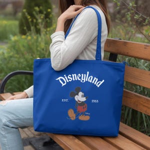 Disneyland Mickey Mouse Zippered Tote Bag, Disney Est 1955 Tote, Mickey Mouse Tote Bag, Disney Gift Bag, Disneyland Trip Tote afbeelding 6