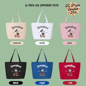 Disneyland Mickey Mouse Zippered Tote Bag, Disney Est 1955 Tote, Mickey Mouse Tote Bag, Disney Gift Bag, Disneyland Trip Tote afbeelding 9