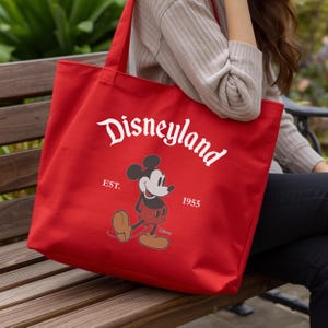 Disneyland Mickey Mouse Zippered Tote Bag, Disney Est 1955 Tote, Mickey Mouse Tote Bag, Disney Gift Bag, Disneyland Trip Tote afbeelding 4