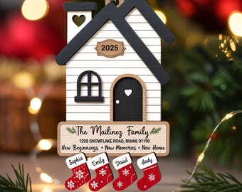 Personalized 2025 New Home Christmas Ornament, House Warming Gifts, Decoration Gift with Name, Christmas Tree Decor, 2D Flat Acrylic