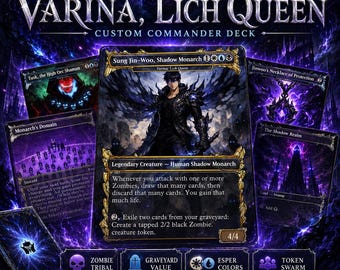 So.lo Level.ling inspiriert Kommandant Deck | Jinwoo Sung Theme EDH Deck | Kundenspezifisches Anime Stil MTG Kommandanten Deck | Fantasy Schattenmonster Deck