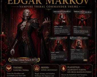 Vampire Tribal Proxy Deck, Edgar Kommandant EDH Deck, 100 benutzerdefinierte randlose Casual TKG Karten