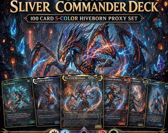 Sliver Tribal Proxy Deck, 100 Card Captain EDH Deck + Tokens, benutzerdefinierte randlose Casual TKG-Karten