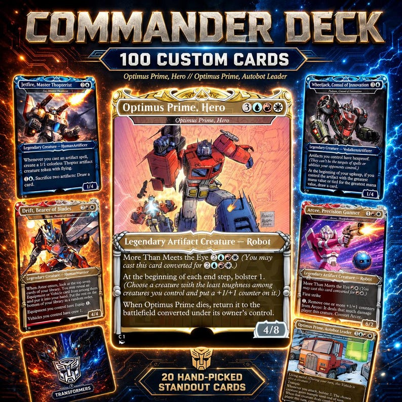 Wandelnde Roboter Kommandant Deck MTG Proxy – Autobot EDH Deck – 150+ Karte Custom Magic Deck – Anime Style Proxy Karten – Geschenk für MTG Fans Bild 1