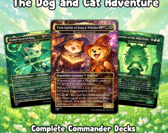 Katzen und Hunde Kommandant Deck MTG Proxy - 100 Karten EDH Custom Deck - Zauberkarten mit süßen Tiermotiven - Geschenk für MTG Spieler