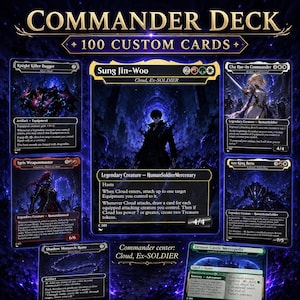 Knight Tribal Commander Deck Proxy, Anime Inspired Custom MTG EDH Deck, Shadow Monarch Theme, Complete Commander Gift Set