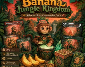 Kibo inspiriertes kundenspezifisches Kommandanten-Deck, Papierschnitt-Affe Gruul Proxy EDH Deck, Affen-Tribal-Bananenartefakt-Geschenk