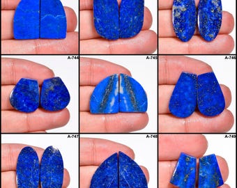 Elegant paar lapis lazuli hoogwaardige kwaliteit 100% natuurlijke lapis lazuli cabochon losse edelsteen paar voor het maken van oorbellen