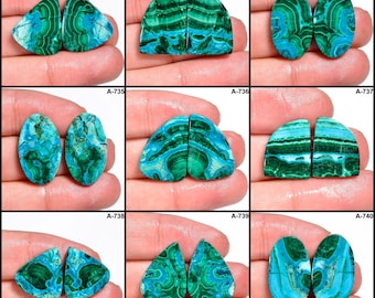 Wonderful Chrysocolla Malachite Pair Top Grade Quality 100% Natural Chrysocolla Malachite Cabochon Loose Gemstone Pair For Making Earrings