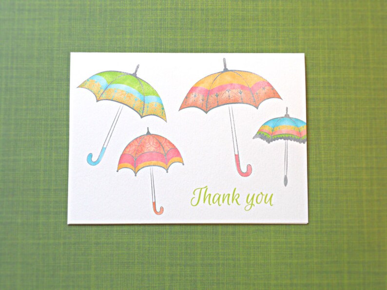 Baby Shower Thank You Cards, Umbrella Thank You Cards, Set of 25 image 3