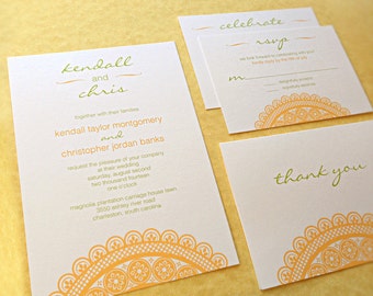 Wedding Invitation Suite / Modern Wedding Invitations, Country Lace - Deposit