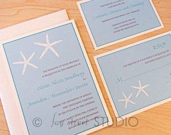 Wedding Invitation Suite / Nautical Beach Wedding Invitations, Starfish - Deposit