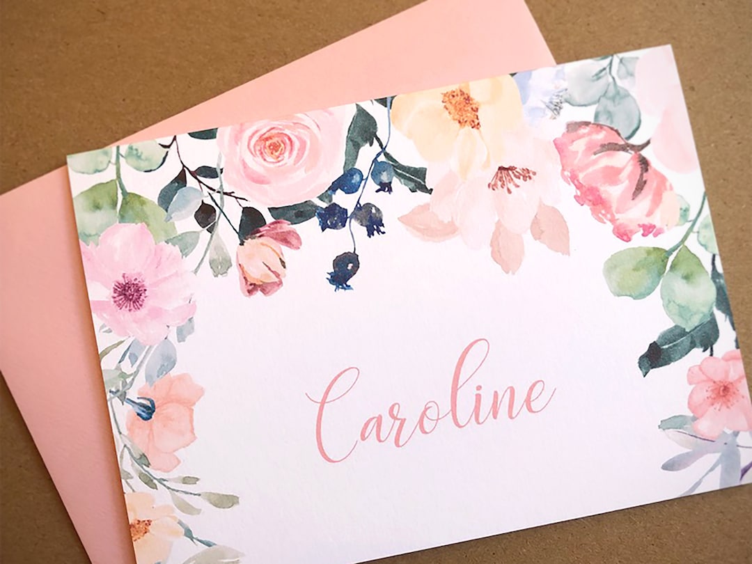 Watercolor Floral Personalized Stationery Set / Personal Stationery ...