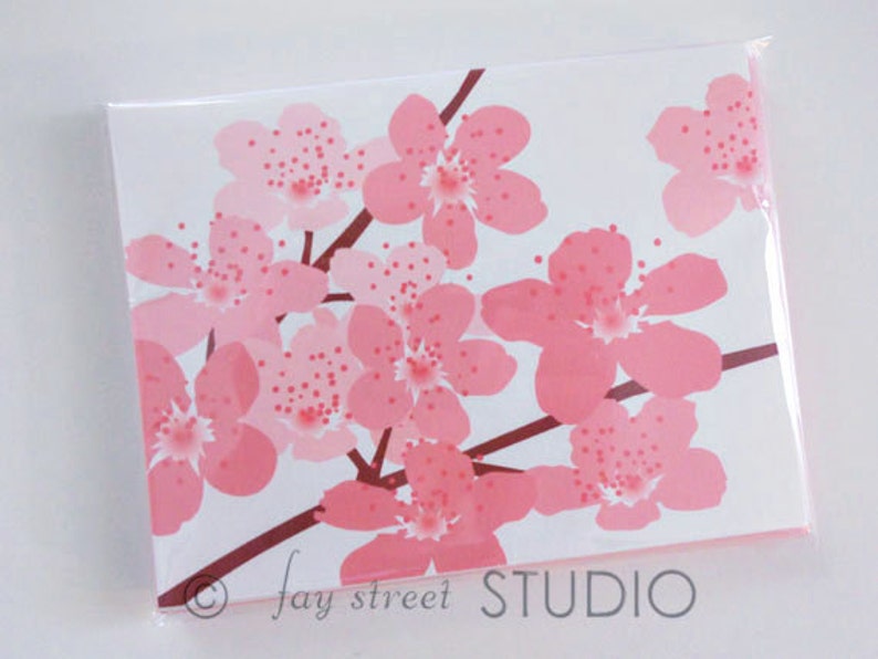 10-Count Cherry Blossoms Blank Notecards  Blank Cards  Floral Stationery