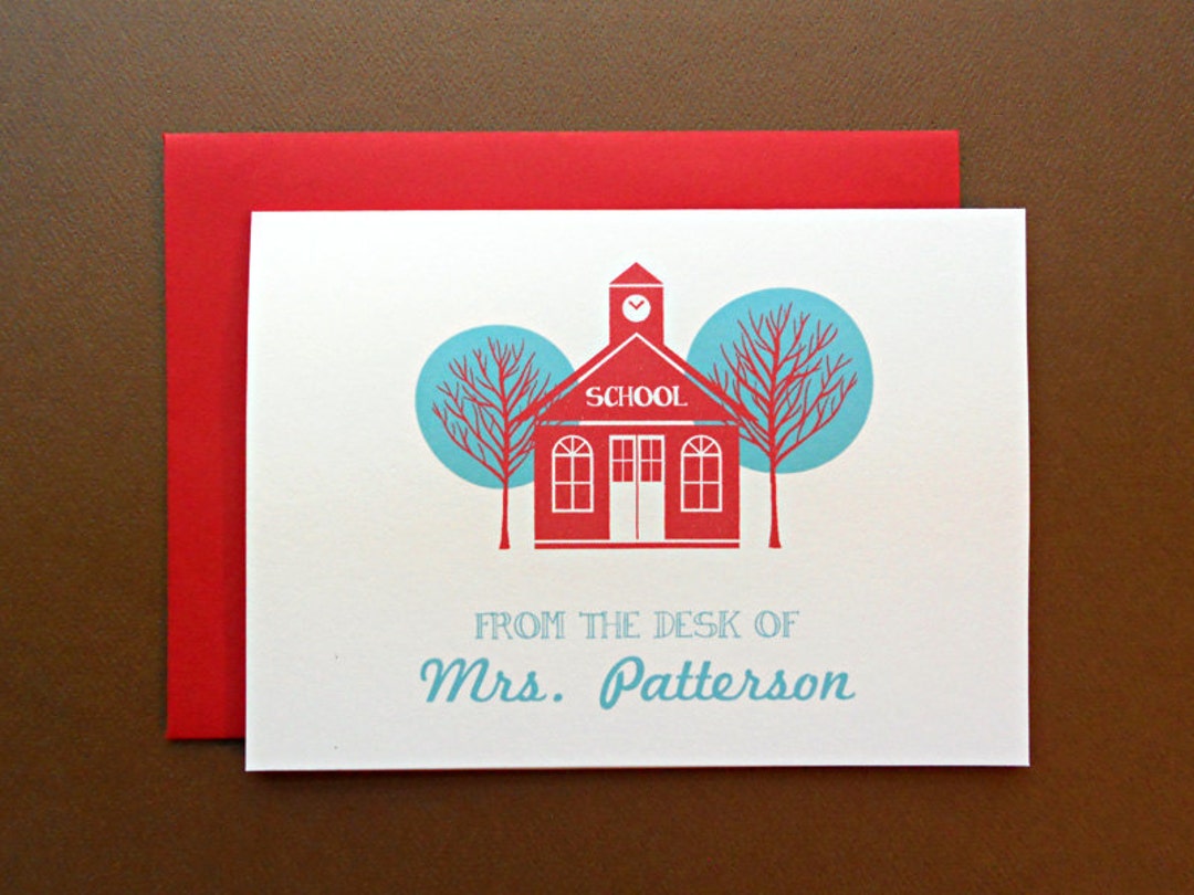 Personalized Teacher Gift, Custom Teacher Stationery Set, Little Red
