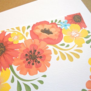 Personalized Stationery Set / Personal Stationery, Orange and Yellow Vintage Flowers, 10-Count image 5