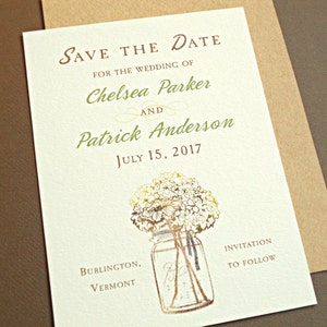 Save the Date Wedding Card, Mason Jar with Hydrangeas, 10-Count image 1