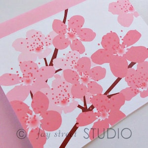 Cherry Blossoms Blank Notecards / Blank Cards / Floral Stationery, 10-Count image 1
