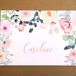 Watercolor Floral Personalized Stationery Set / Personal Stationery / Thank You Cards, 10-Count image 3